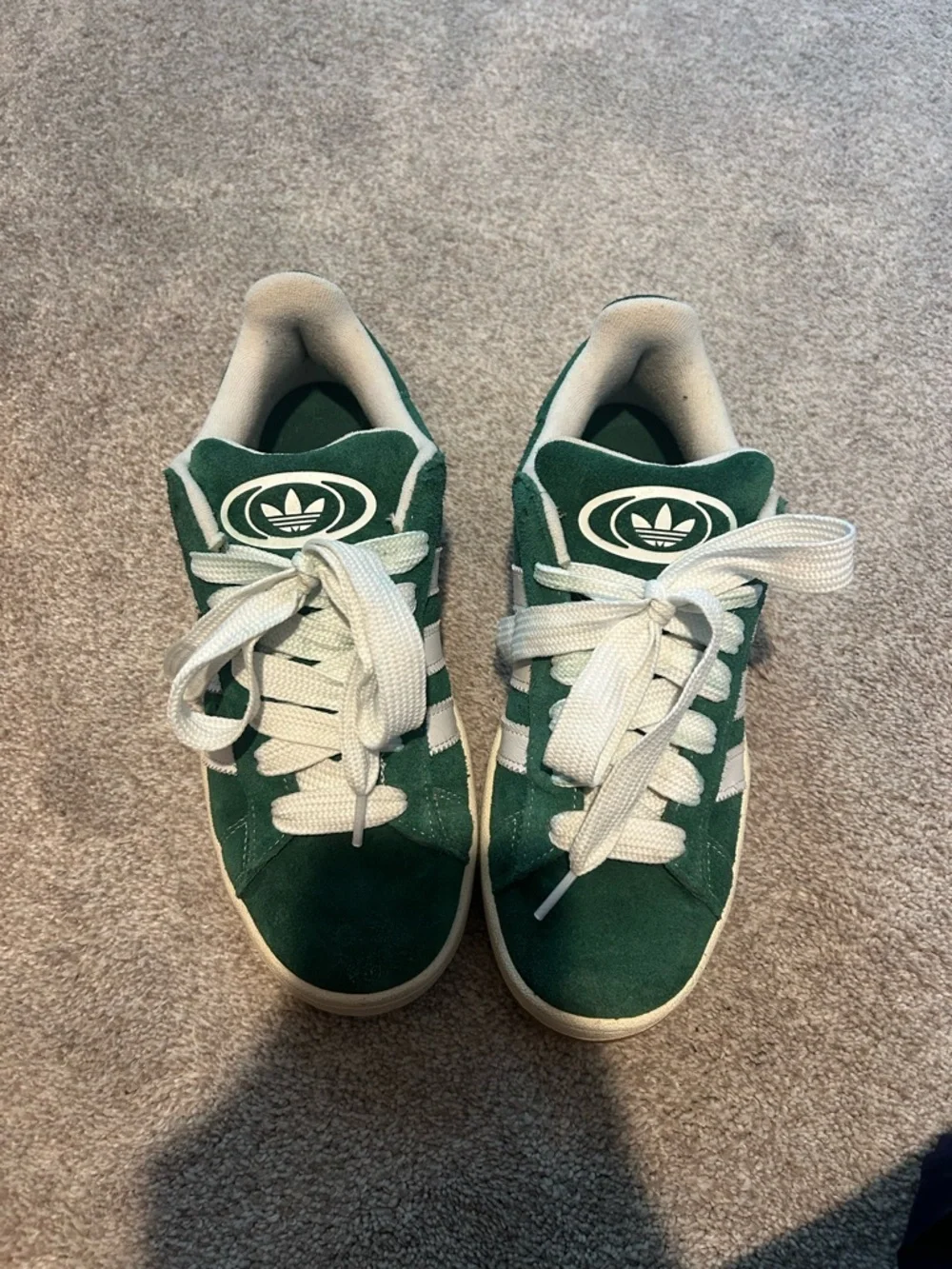 Adidas Green Suede Court Sneakers with White Stripes - Picture 2 of 6